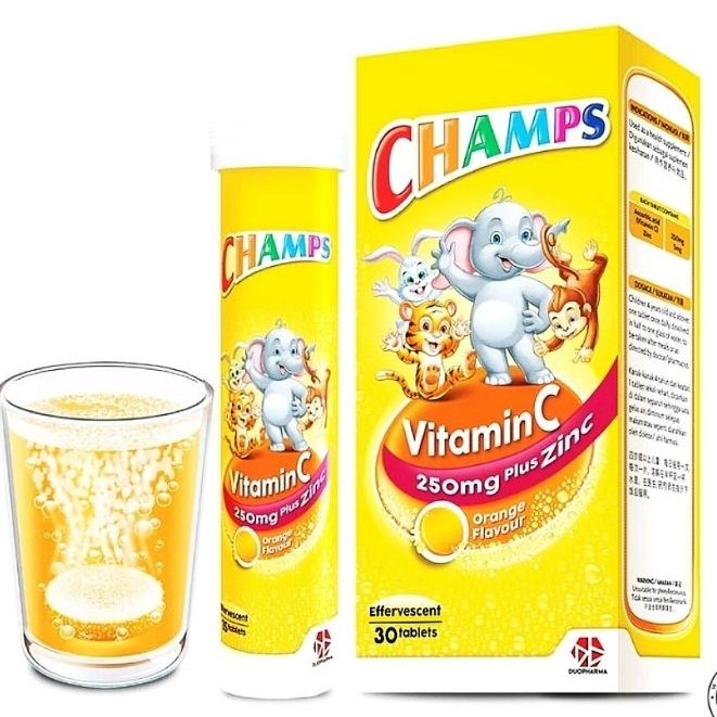 CHAMPS Vitamin C Plus Zinc Effervescent 250mg 30 S Expiry Dec 2024