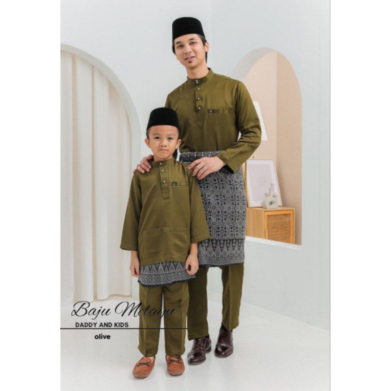 OLIVE GREEN BAJU MELAYU 2024 Baju Melayu Moden Regular Fit Slim