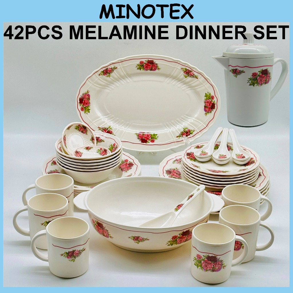 42pcs Melamine Dinner Set 6 Person Dinner Set Set Pinggan Melamine Set