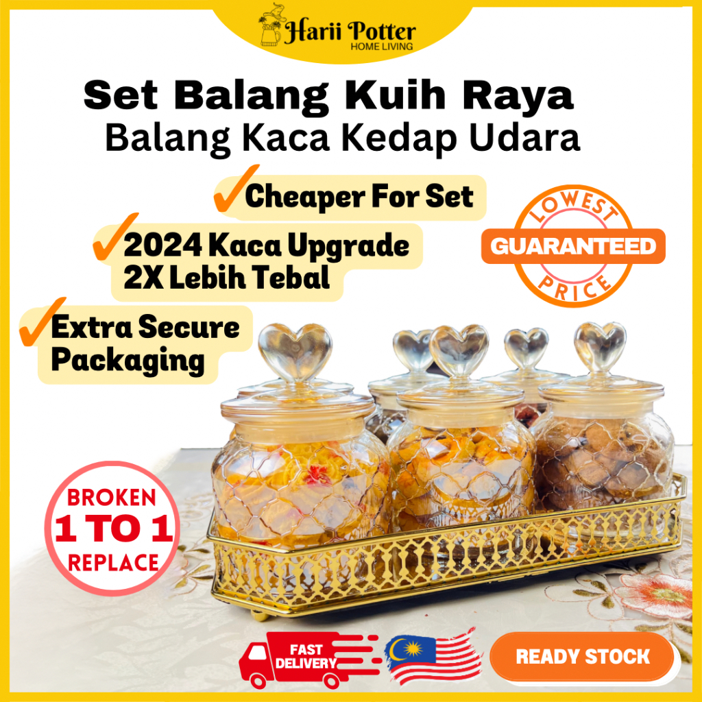 Bekas Kuih Raya Set Viral 2024 Set Balang Kuih Raya Kedap Udara Balang