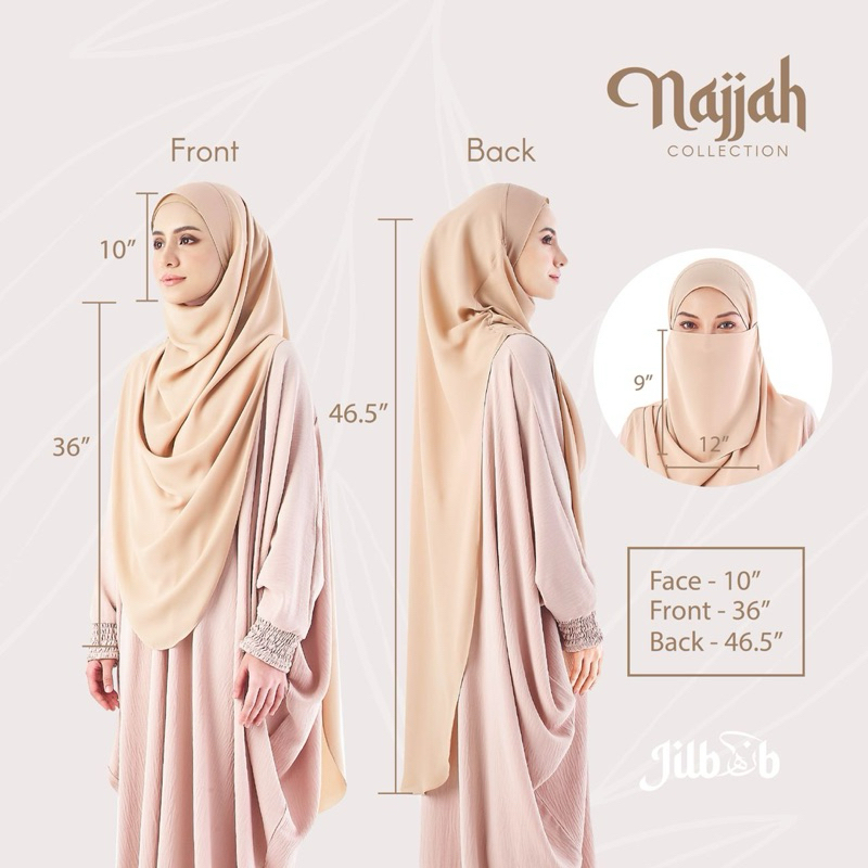 As Is Jilbab Awla Najjah Khimar Nunha Neelofa White Nude CEY Chiffon Umrah Pre Haji Raya White