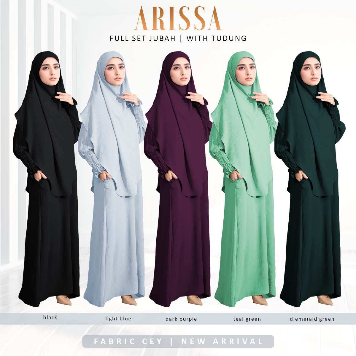 New Arrival Jubah Abaya Arissa Free Size With Long Tudung Khimar