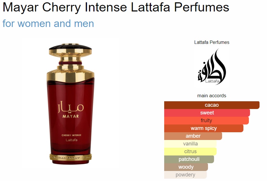 Cherry Intense Lattafa Perfumes For Her Women Ml Edp Cherry Mayar