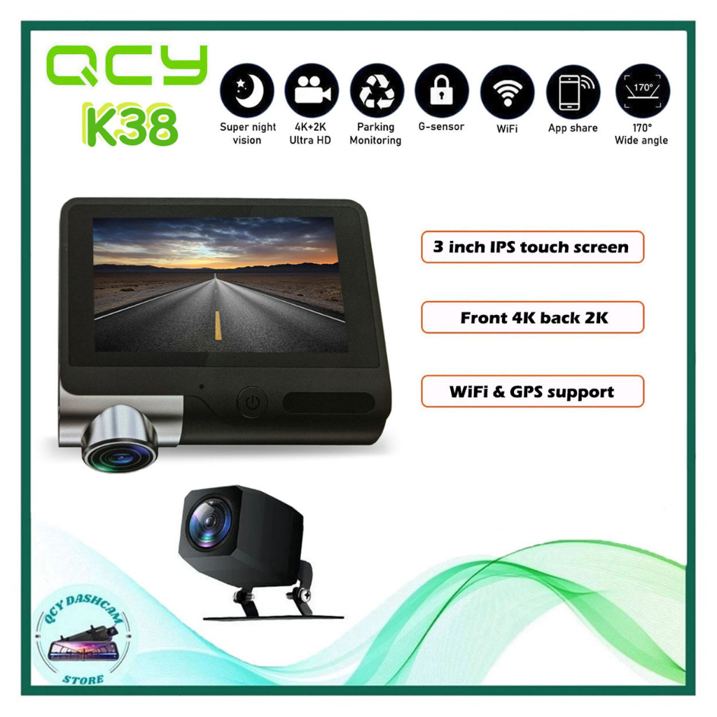 QCY K38 Hidden Series 4K 2K Ultra HD Dash Cam For Car Front And Rear