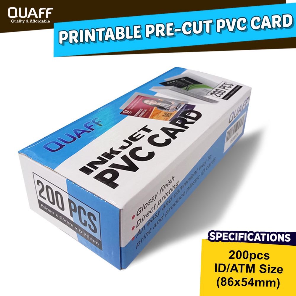 Quaff Printable Pvc Pre Cut Cards For Direct Printing Using Dye Ink