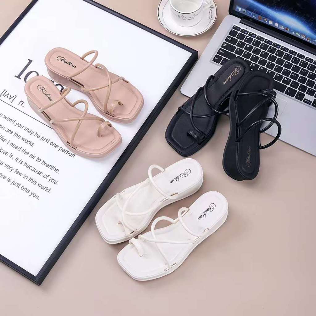 Korean Fashion Wedge Sandals Flip Flops For Women S Shopee Singapore