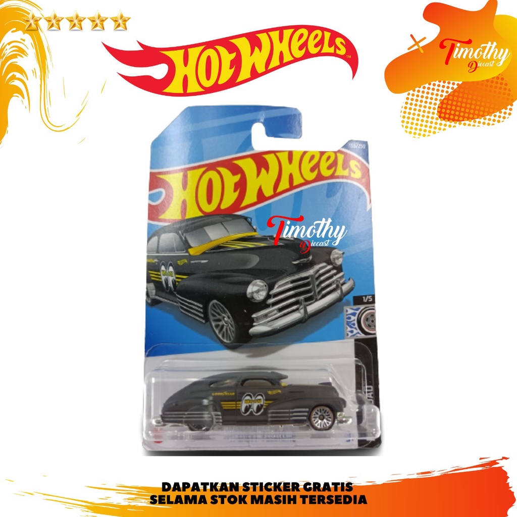 HITAM Hot Wheels 47 Chevy Fleetline Black Doff Mooneyes Rod Squad