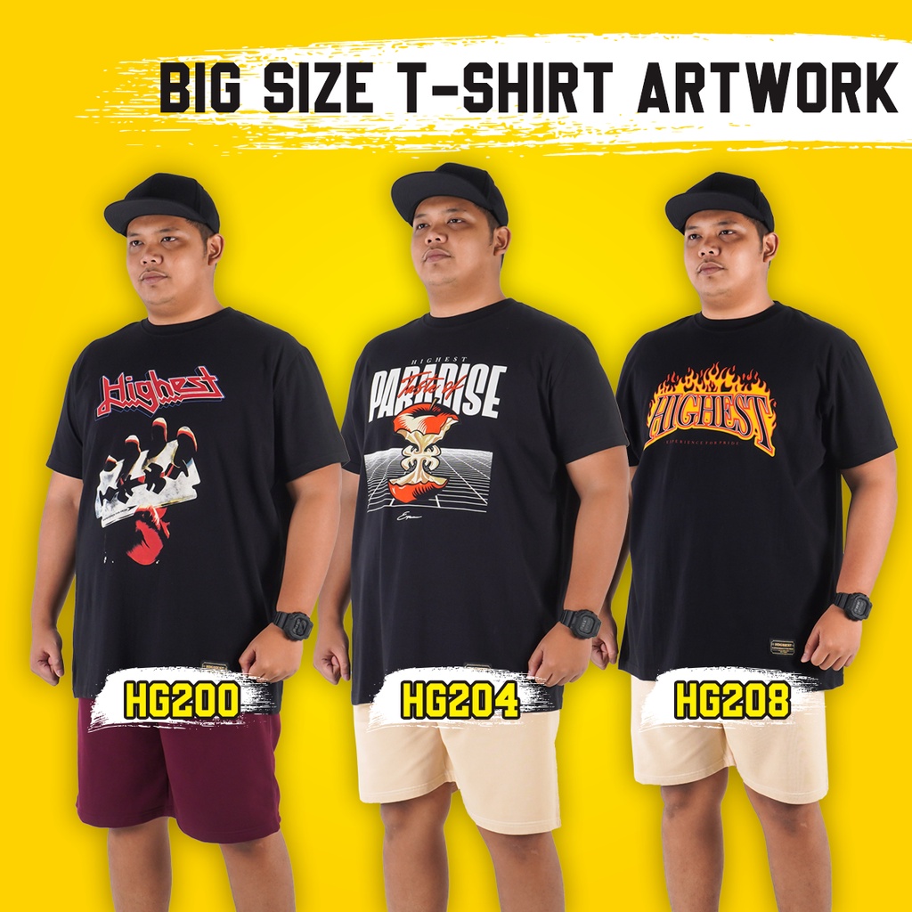 Pria Highest Kaos Big Size Jumbo Men Tops Big Size Oversize Black