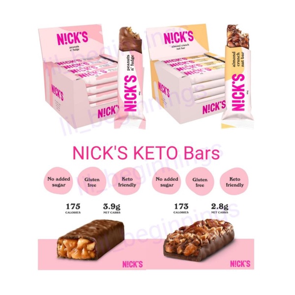 Nicks Keto Nut Bars Protein Wafer Bar Peanut Fudge Almond Crunch