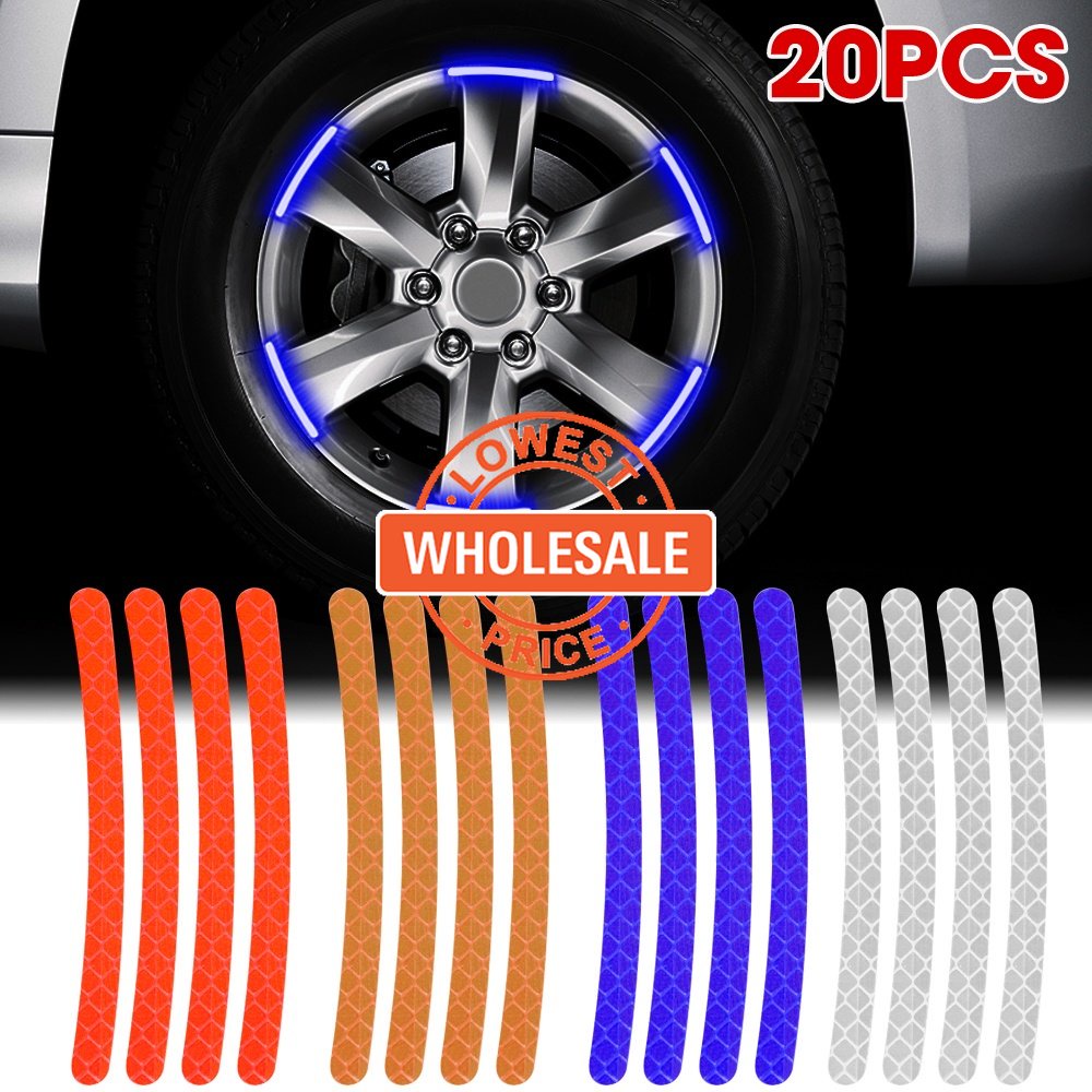 Wholesale Prices 20Pcs Car Wheel Hub Reflective Sticker Tire Rim