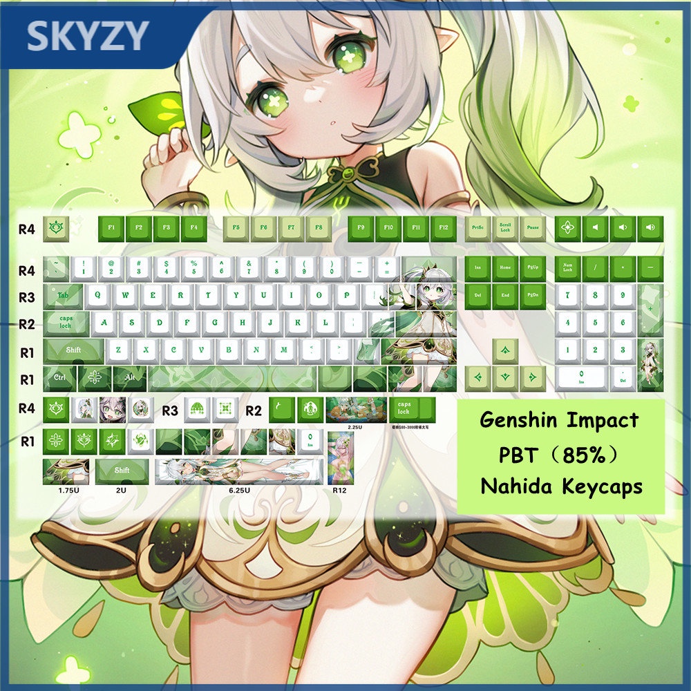 Genshin Impact Nahida Keycaps Cherry Profile Lesser Lord Kusanali Anime