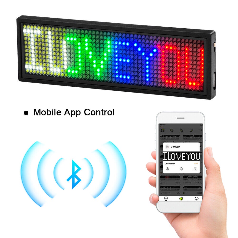 New Bluetooth LED Name Badge DIY Programmable Scrolling Message