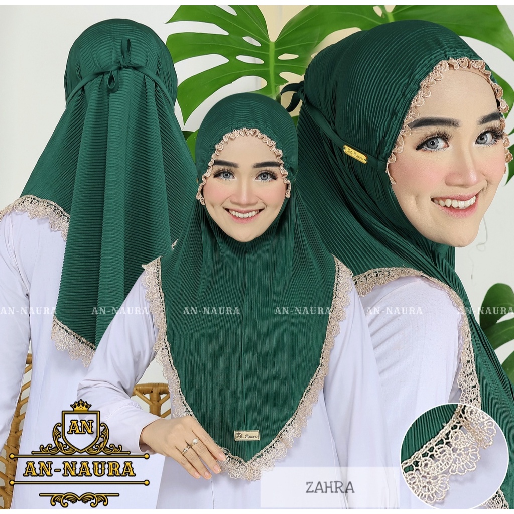 Zahra S Latest Jersey Lace Wrinkle Pleated Hijab Bergo Ruffle Lace