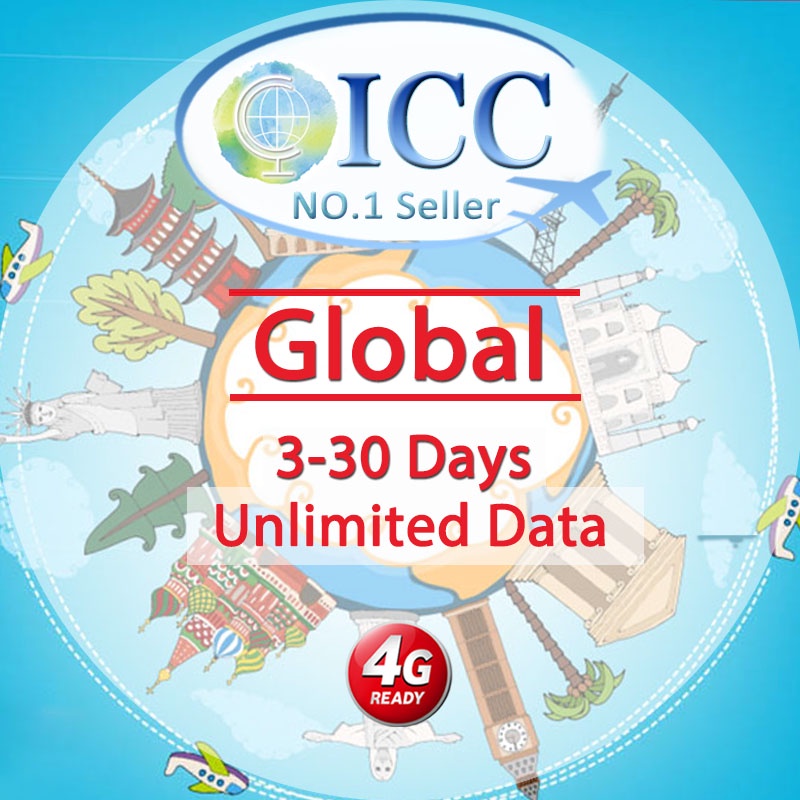 ICC Global 3 30 Days Unlimited Data SIM Card Daily Plan Can Top Up