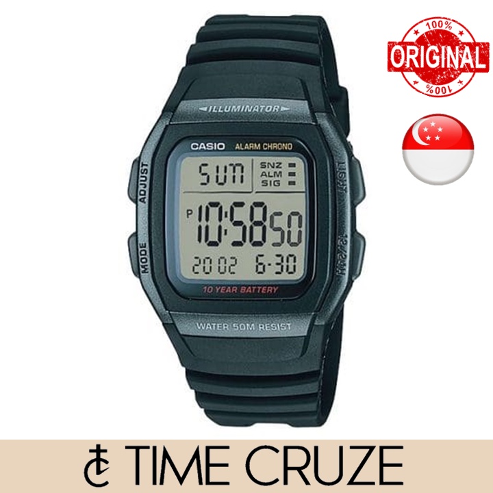 Time Cruze Casio W Black Resin Digital Quartz Men Watch W H