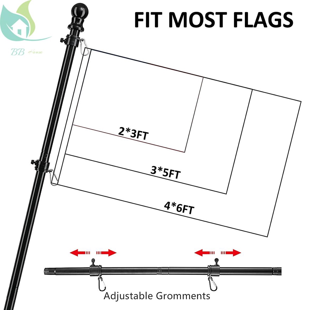 M Telescopic Flag Pole With Tangle Free Rotating Rings Stainless