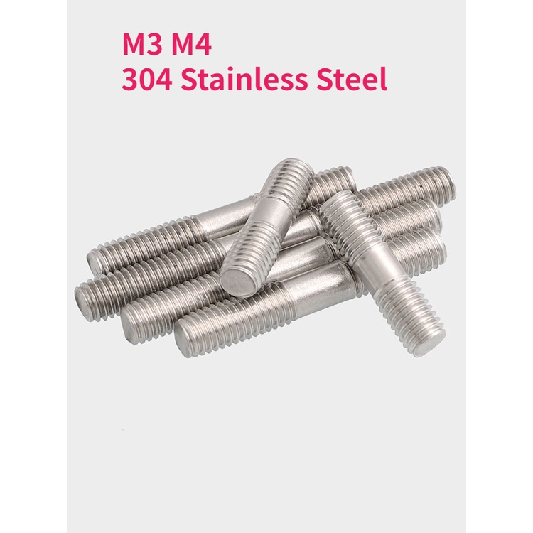 M3 M4 304 Stainless Steel Double End Thread Rod Dual Head Threaded Bar