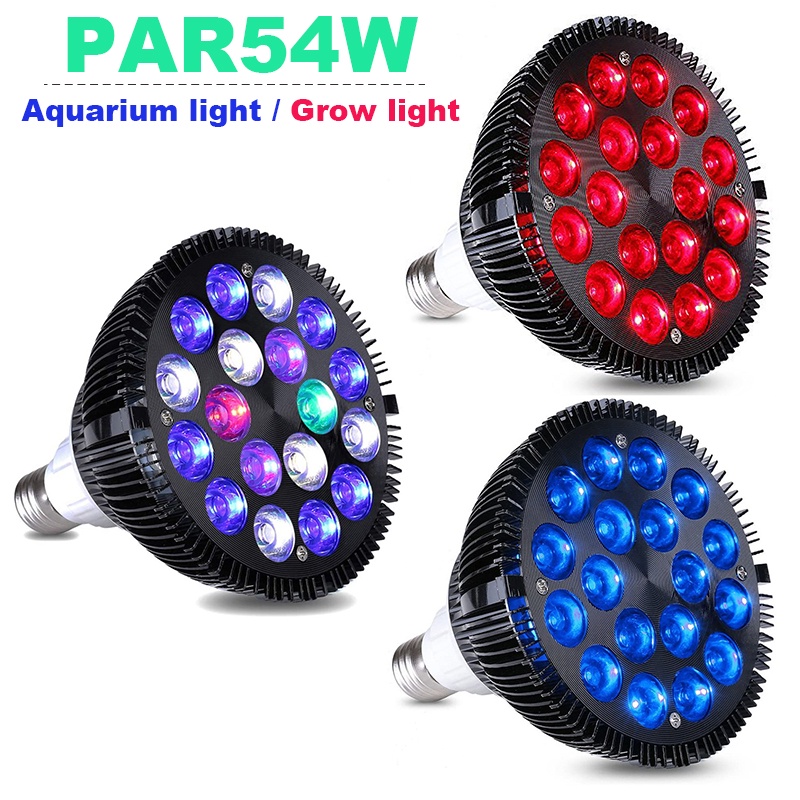 54W LED Aquarium Light Bulb E27 Full Spectrum Coral Lamp Aquatic Plants