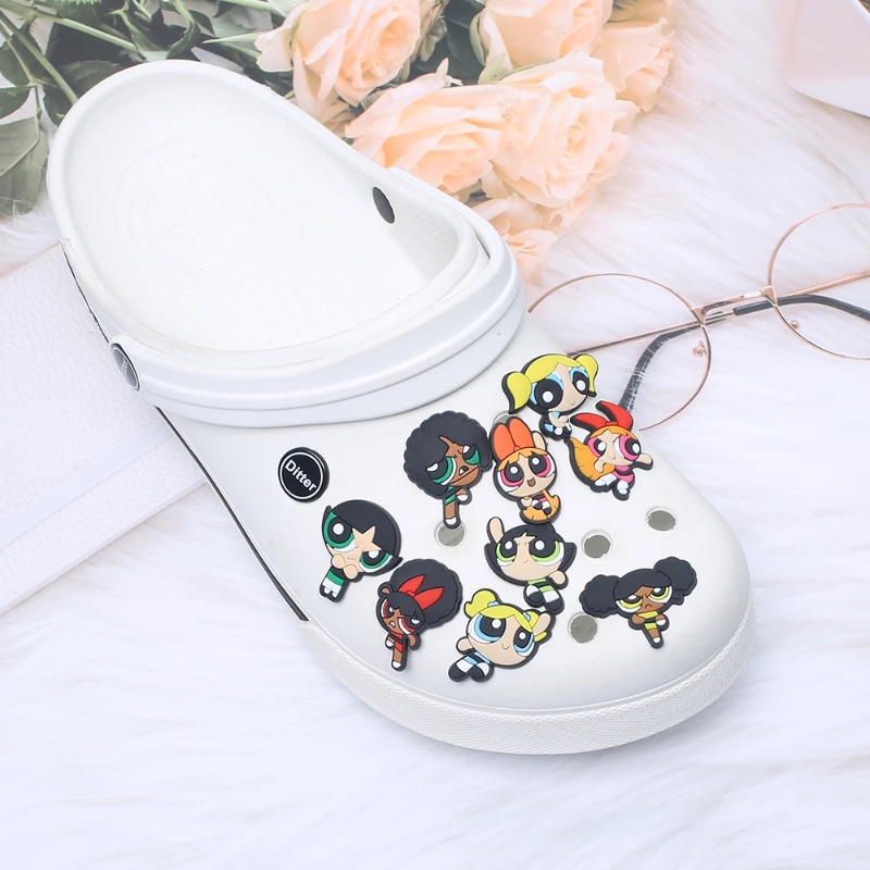 Anime Jibbits For Croc Powerpuff Girls Jibitz Charm Pin Bubbles Shoe