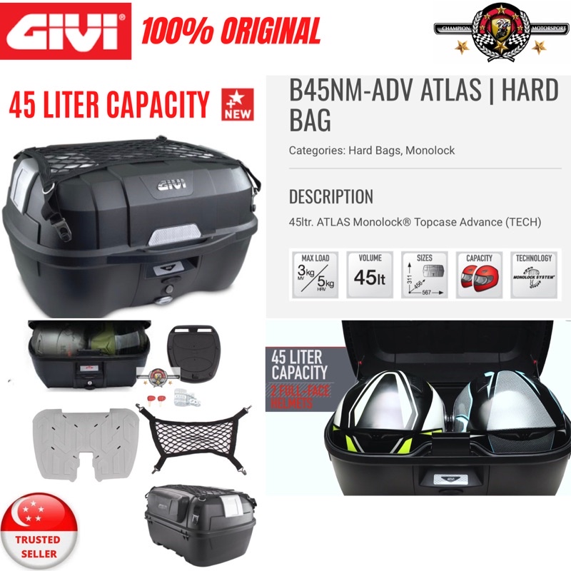 Givi B Nm Adv Atlas Monolock Black Topcase Advance Tech Shopee