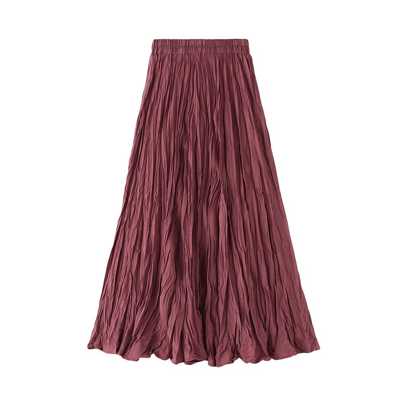 8 Colors ANGEL Fashion Women S Midi Skirt Fold Solid Color Korean