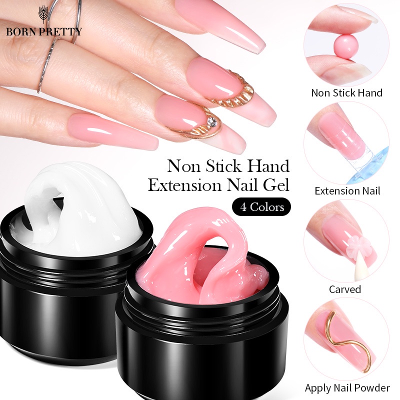 BORN PRETTY 15ML Non Stick Hand Solid Extension Nail Gel Clear Nude