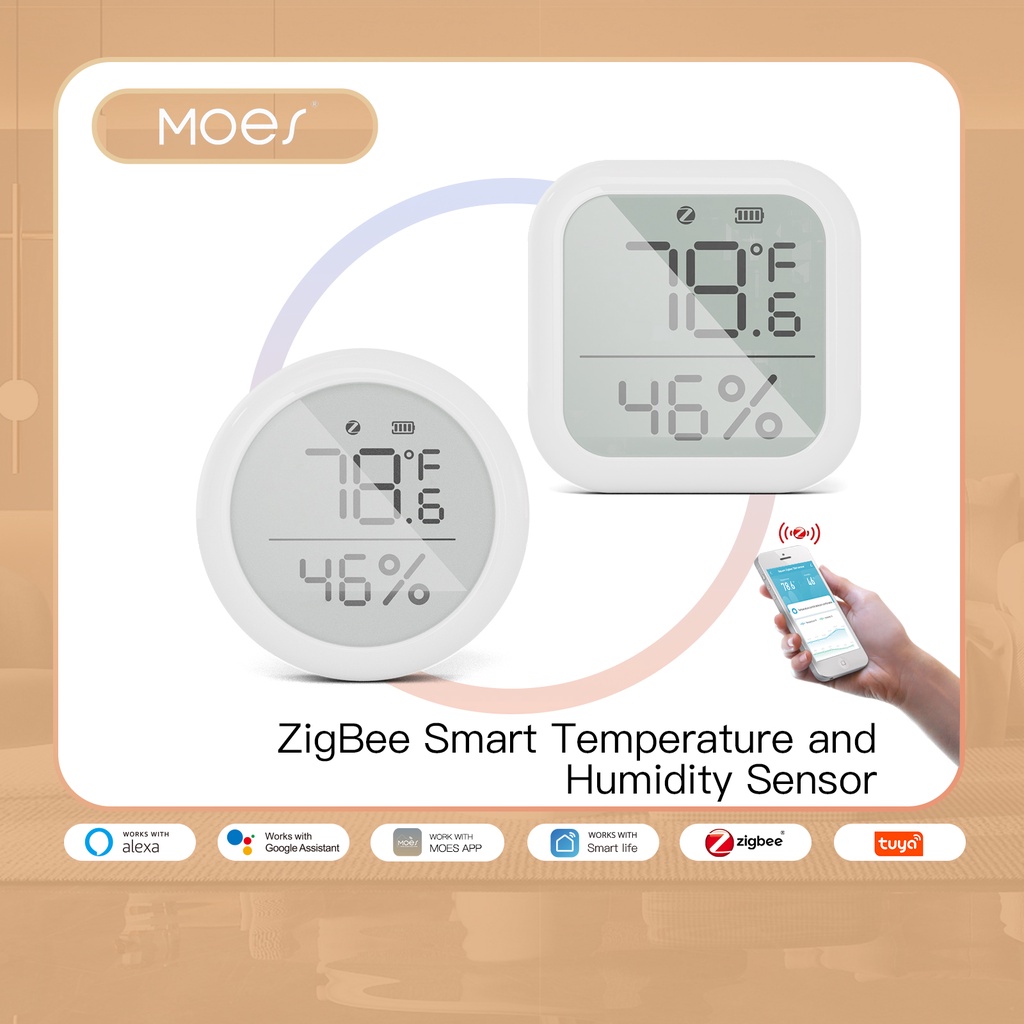 Moes Tuya Zigbee Smart Home Temperature And Humidity Sensor With Led