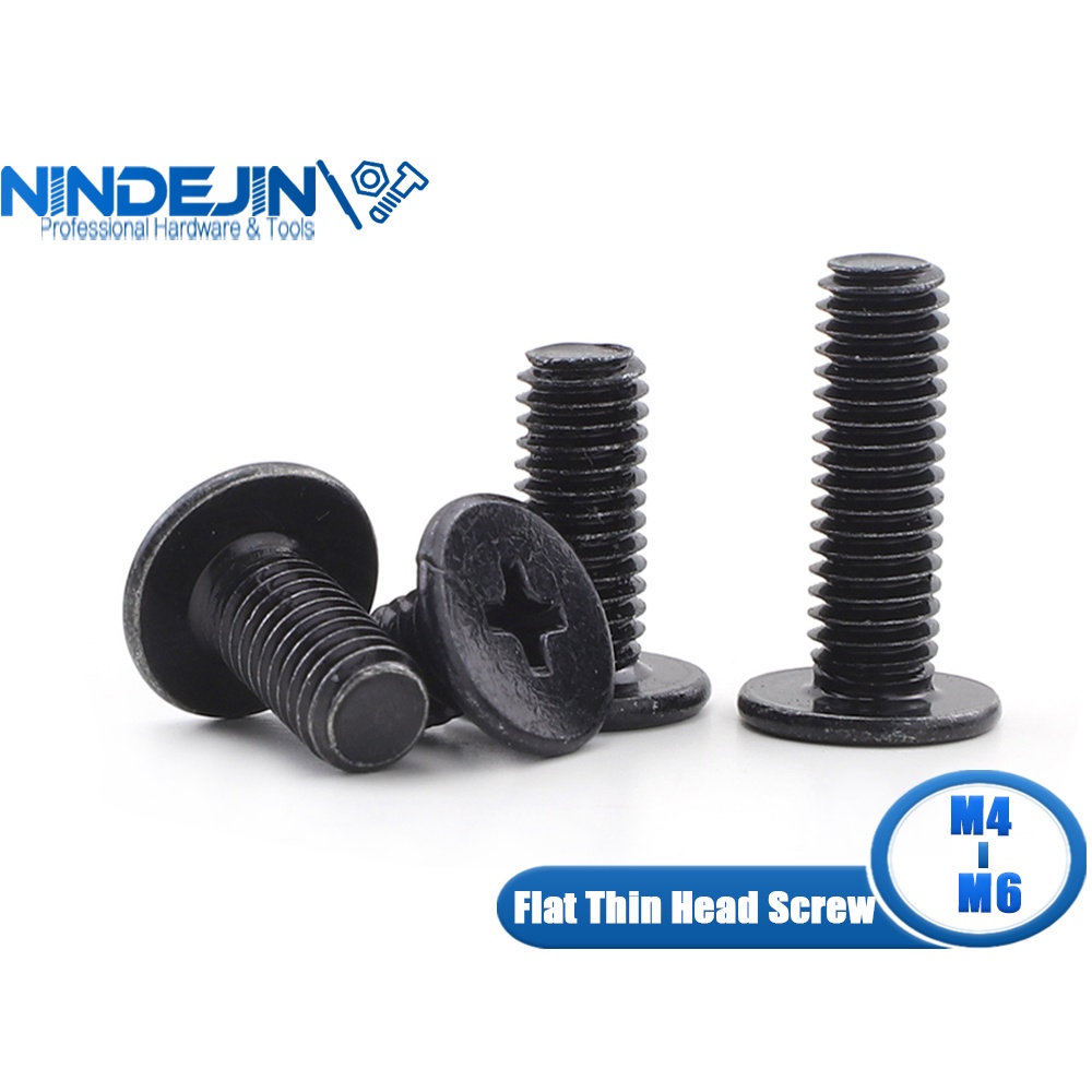 NINDEJIN Phillips Ultra Thin Flat Wafer Head Screw M4 M5 M6 Carbon