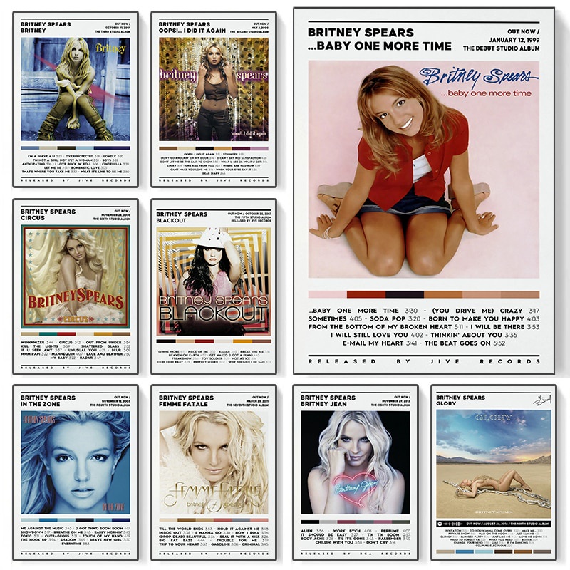 Retro Britney Spears Poster Singer Music Album Cover Poster Canvas