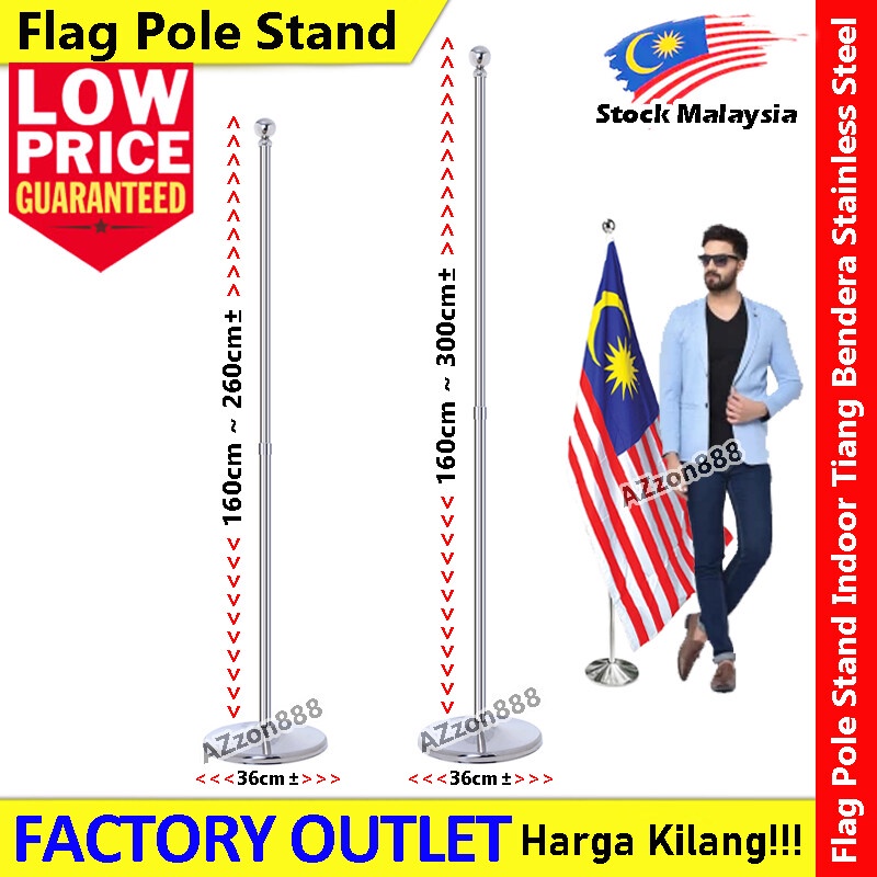 Flag Pole Stand Indoor Tiang Bendera Stainless Steel Flag Pole With