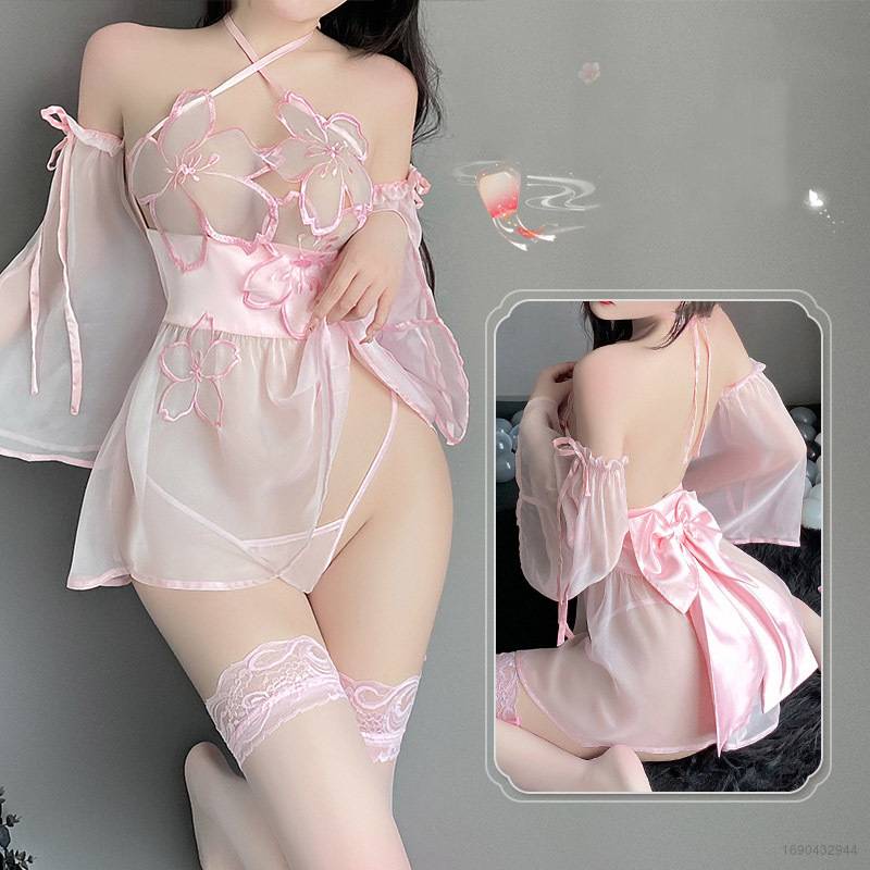 YB Women Body Lingerie Lace Retro Hanfu Flowers Girl Cosplay Costume