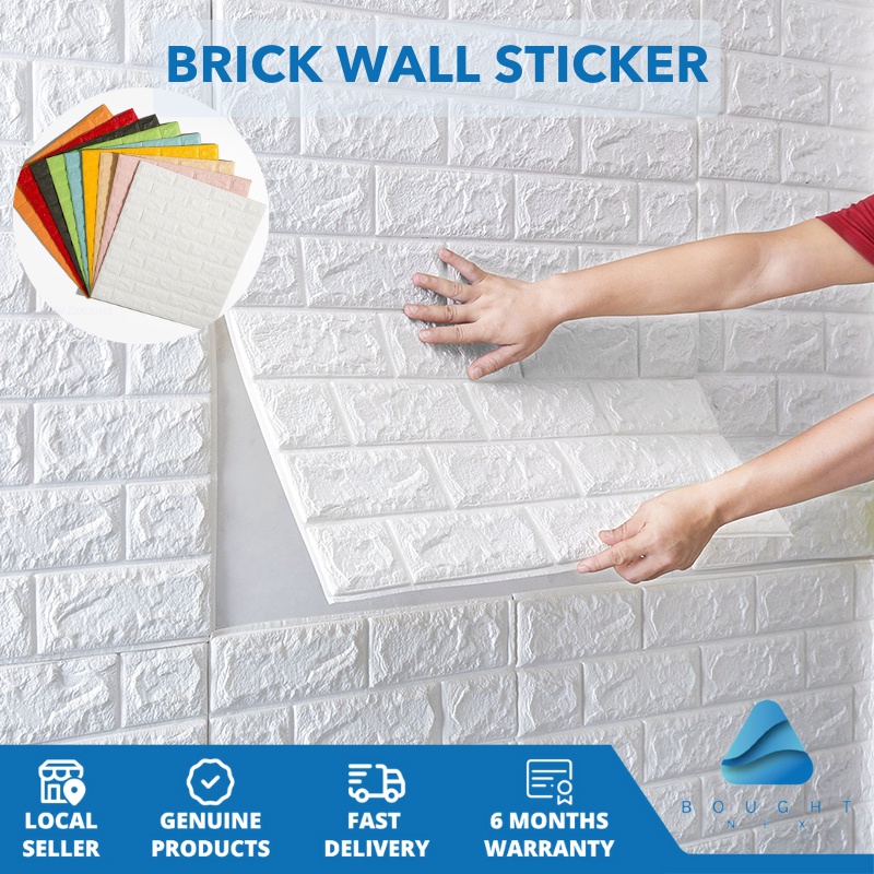 3D Brick Wall Stickers Six Colours Waterproof Foam Self Adhesive