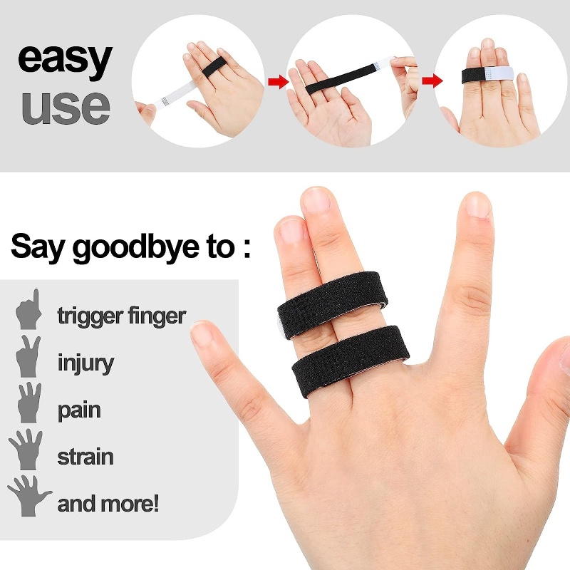 5PCS Finger Buddy Straps Black Buddy Tape Finger Straps With Padded No