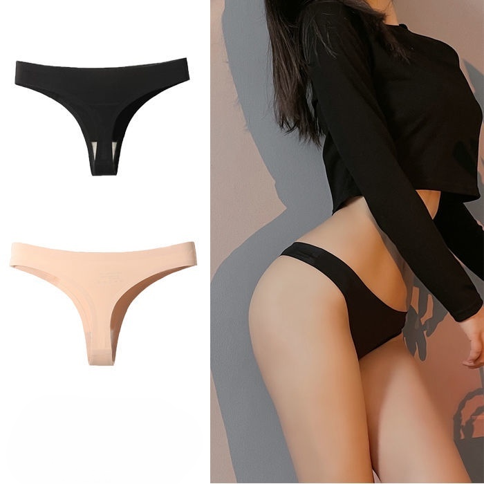 Plus Size T Back Bikini Women Ice Silk Seamless Panties Briefs Low