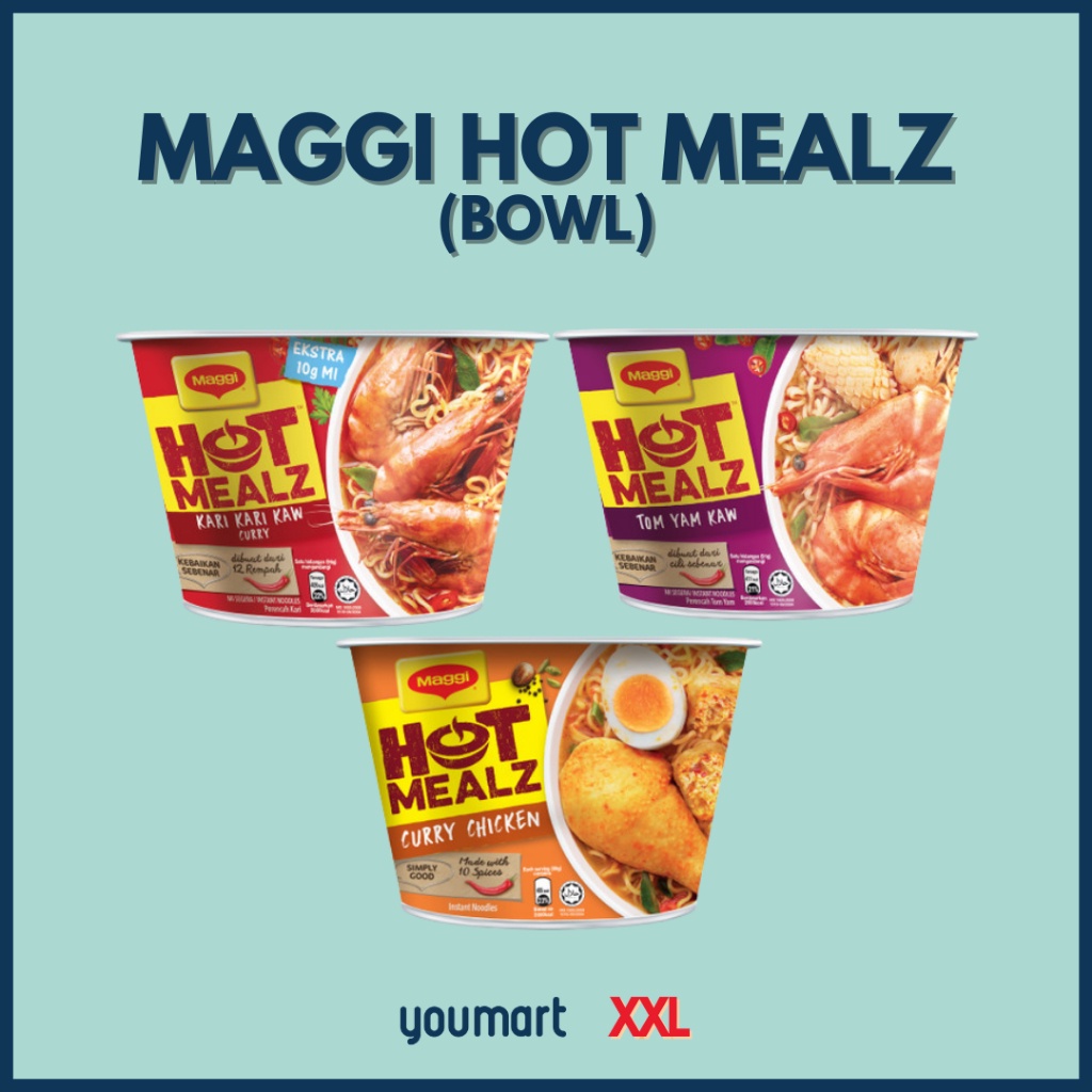 Maggi Hot Mealz Bowl By Xxl Curry Tom Yam Curry Chicken Bowls