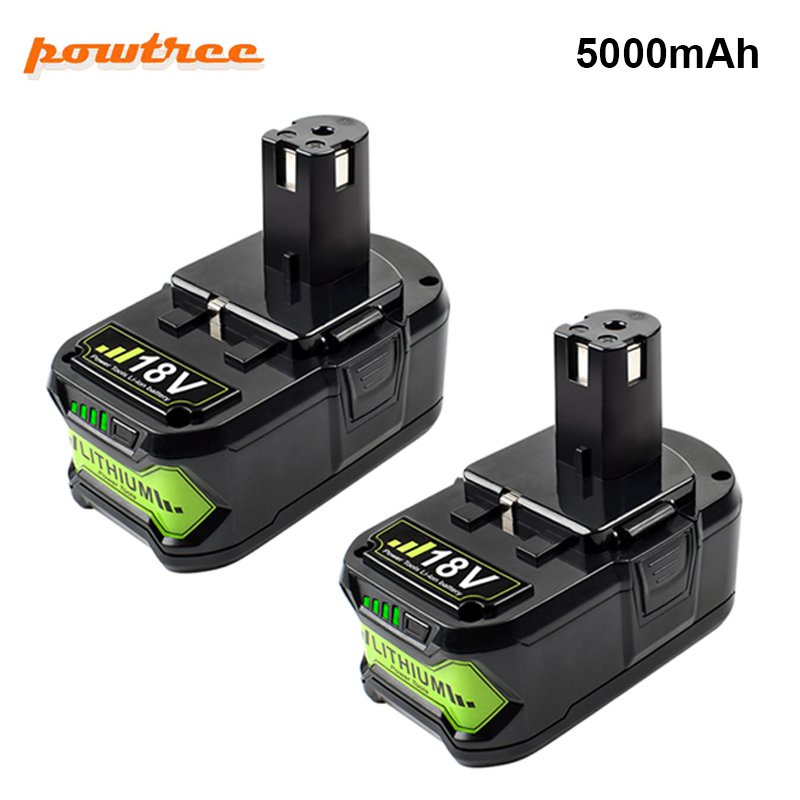 Powtree 18V 5000mAh Li Ion Rechargeable Baery For Ryobi 18V P108 P107