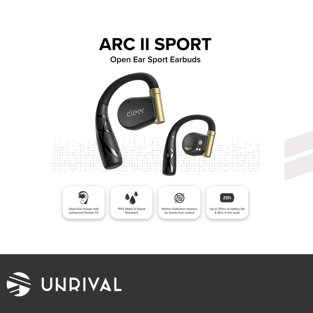 Cleer ARC II Open Ear True Wireless Sport Headphone Black Gold