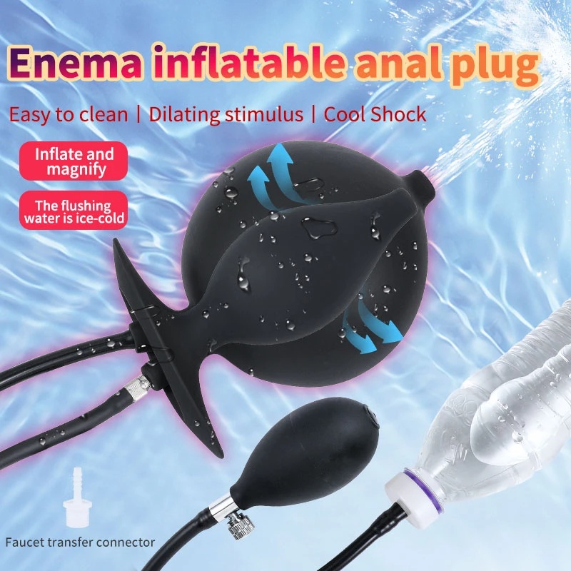 Enema Douche Inflatable Anal Pump Butt Plug Anus Dilator For Rinsing