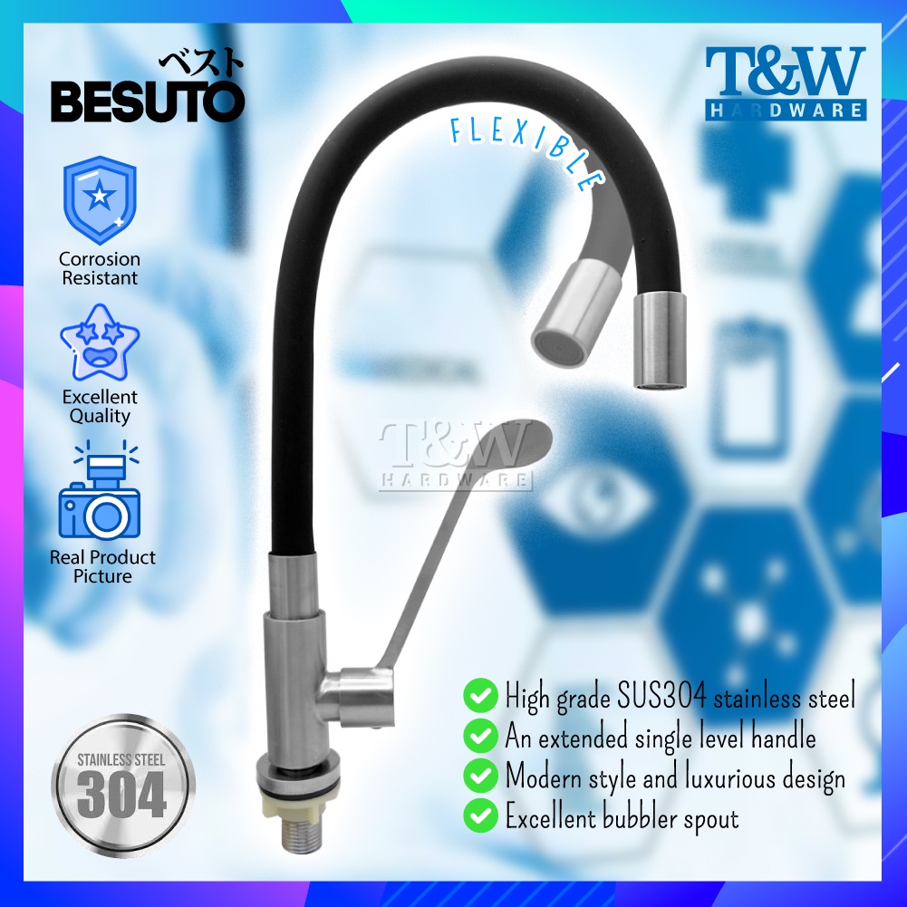 BESUTO 1 2 15mm Premium Flexible Matte Black SUS304 Stainless Steel