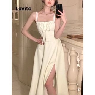 Lovito Elegant Plain Tie Front Back Dress For Women L Ed Multi