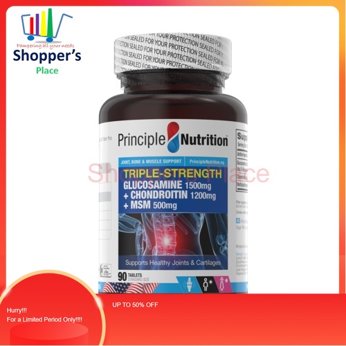 PRINCIPLE NUTRITION Triple Strength Glucosamine 1500mg Chondroitin