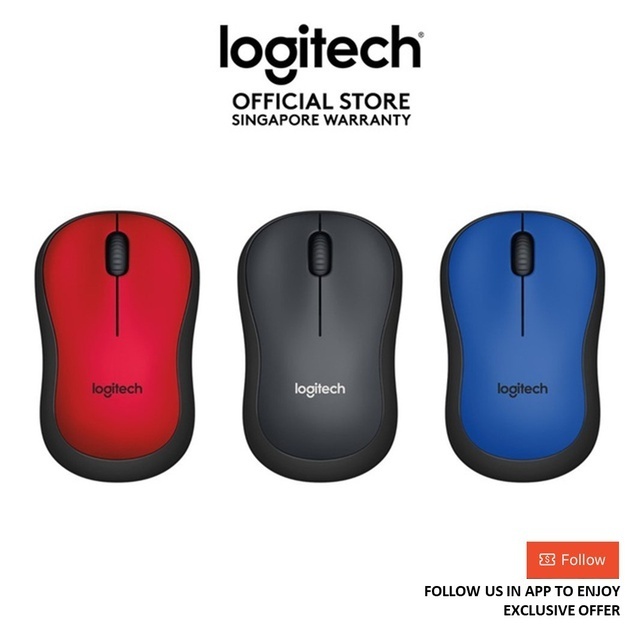 Logitech M Silent Wireless Mouse Charcoal Red Blue Ebl Easy