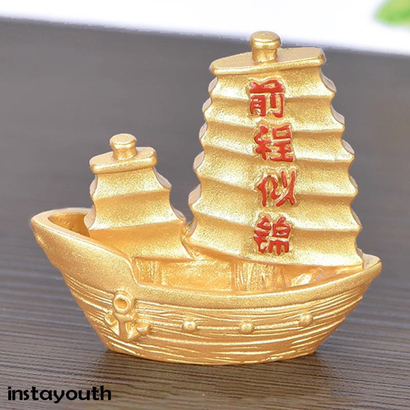 Ingot Gold Chinese Yuan Bao Wealth Golden Statue Ingots Decor Ornament