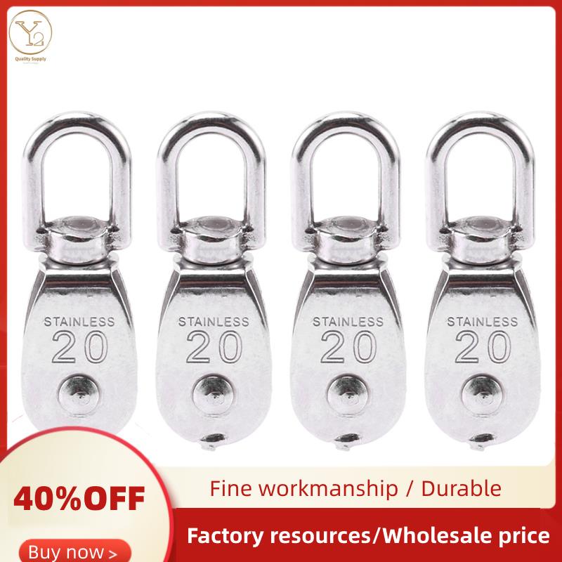 4X Steel Wire Pulley Stainless Steel M20 Heavy Duty Steel Single Wheel