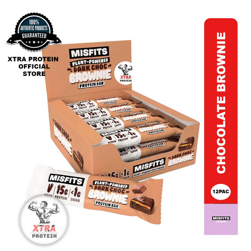 Misfits Vegan Gluten Free Protein Bar Dark Chocolate Brownie G