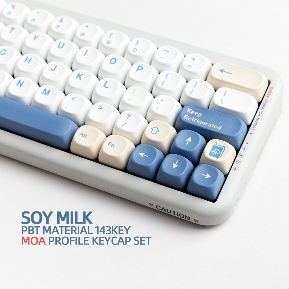 MOA Profile SOY MILK Keycaps PBT 141Keys Set Five Sided Heat