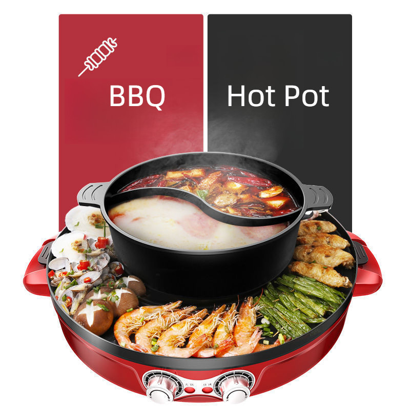 SG Ready Stock To ShipElectric Hot Pot With Grill Indoor Shabu Shabu