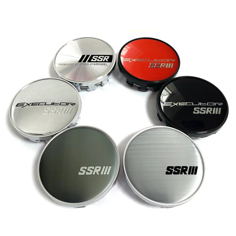 Car Modification 4pc 59mm SSR Black Silver Red Logo Sticker Car