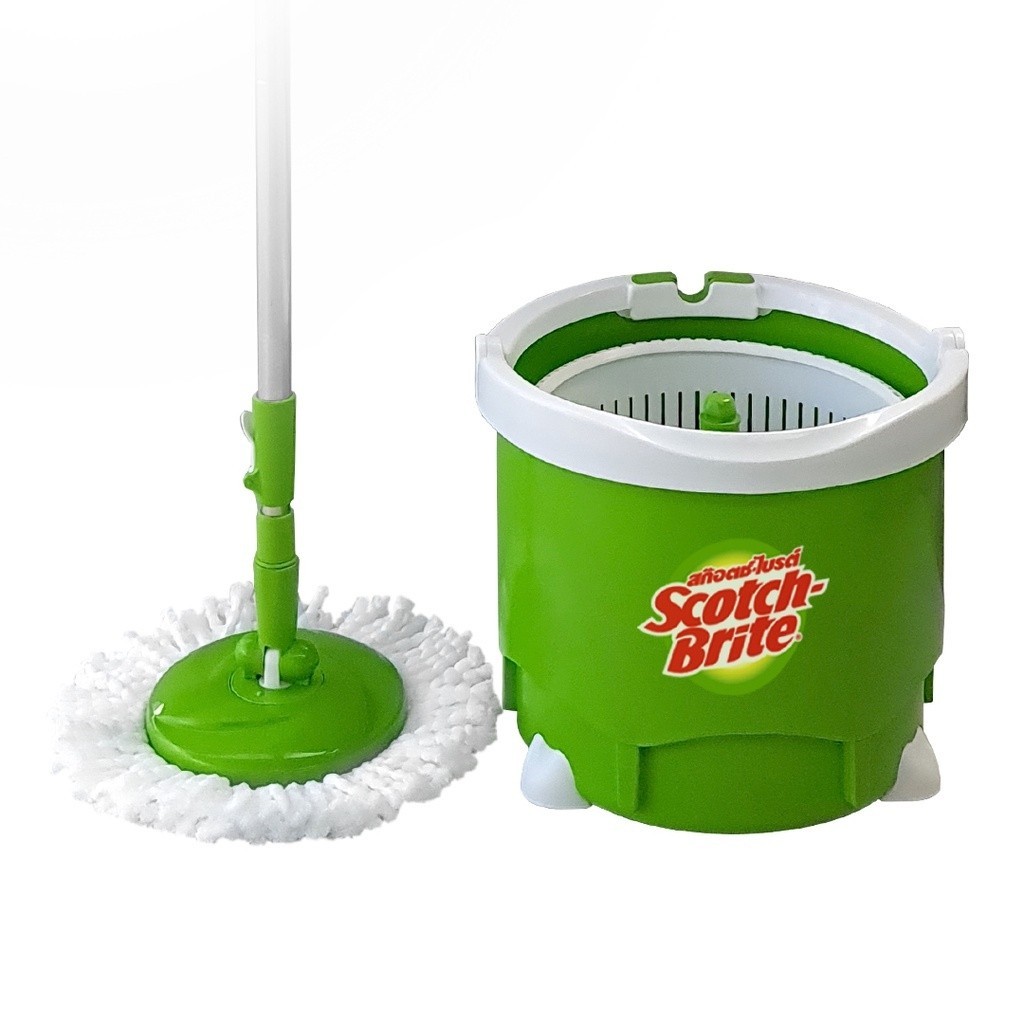 M Scotch Brite Spin Mop Set Lightweight Bucket Rotating Head