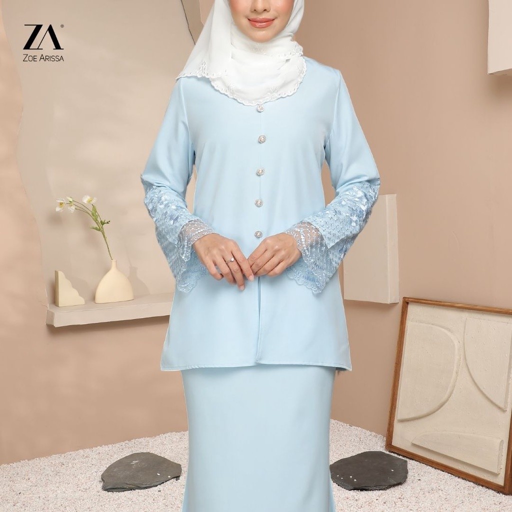 Joslyn Kurung Baju Kurung Moden Lace Plain Baju Kurung Raya